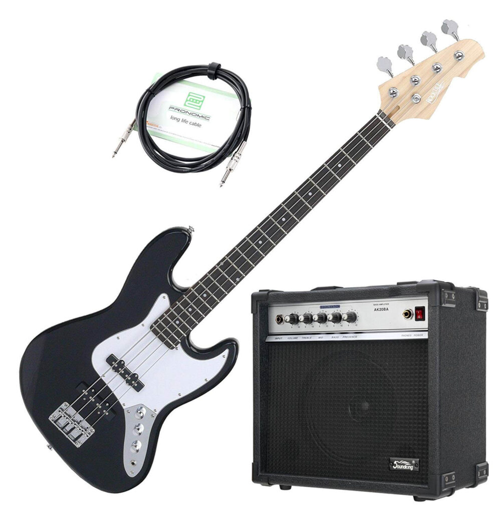 Rocktile Fatboy II Bass Starter Bundle Nero - Kit Basso elettrico nero con amplificatore e cavo